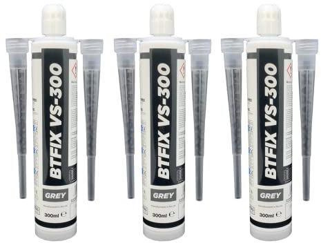 BATIFIX BTFIX VS-300 | 2K Injektionsmörtel | Verbundmörtel | Chemiedübel für Beton & Mauerwerk | 300 ml inkl. 2 Statikmischer | ETA Zulassung Option 1 | Schwerlastbefestigung | styrolfrei (3x 300 ml)