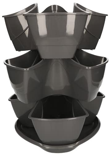 KOTARBAU® Jardinera Vertical apilable, Maceta para Vegetales, Hierbas y suculentas 40x30 cm, Sistema de plantación Modular Interior y Exterior, Macetas modulares de plástico, Maceta Triple Antracita