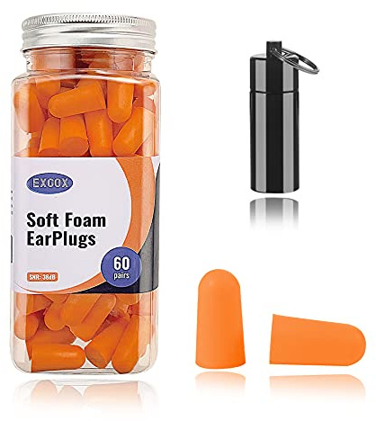 EXGOX Super weiche Schaumstoff-Ohrstöpsel,38dB höchster SNR, 60 Paar,Einheitsgröße,passt praktisch jedem Träger,bequem zum Schlafen,Schnarchen,Lernen,Reisen, Konzerte,laute Geräusche
