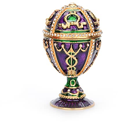 QIFU Hand Painted Purple Easter Egg Style Trinket Box Hinged, Unique Easter Day Gift
