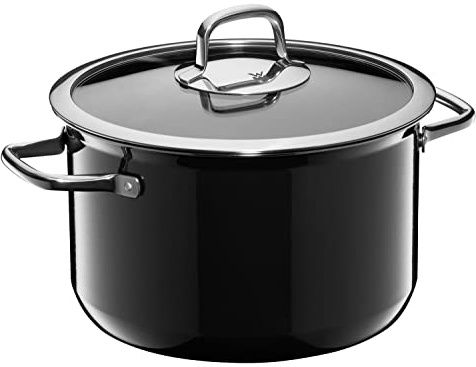 WMF Fusiontec Compact Kochtopf groß 24 cm, Gladeckelm Fleischtopf Induktion 5,9l, High-Tech Keramik, stapelbar, kratzfest, schwarz