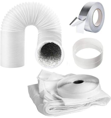 SPARES2GO Vent Hose Extension Kit Compatible with Delonghi Air Conditioner (6m x 5) + Aluminium Foil Tape (50mm x 45m) + Window Seal