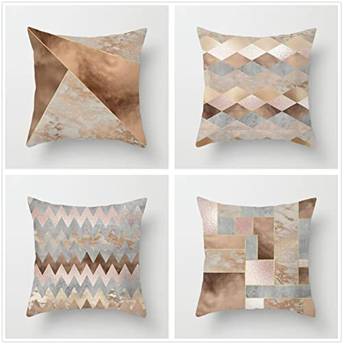 Kissenbezug 50x50cm 4er SetBoho Wohnzimmer Outdoor Deko, Schlafzimmer Zimmer Dekor Kissenhülle Kissenbezüge mit Verstecktem Reißverschluss, Couchkissen, Sofakissen Weinachten Geometrische Blume