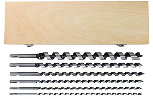 SPORTARC Extra langes Holzbohrer-Set, 6-teilig, Schlangenbohrer, 460 mm lang, Holzbohrer, Tischlerei, Holzbohrer