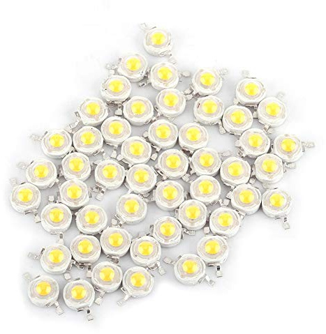 50 Stück SMD Led Light Emitter Komponenten, 1W 3.0-3.6V Hochleistungs Led Chip, Mini Super Helle Intensität Led Licht für Flutlichtscheinwerfer(Warmweiß)