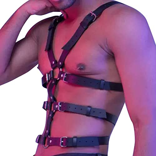 Layhou Herren Gay Brust Harness Fetisch Einstellbar Körper Bondage Fetisch Erotik Brust Geschirr Bondage SM Fesseln Sexspielzeug Sex Kostüme (#2)