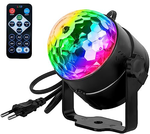 Discokugel Musikgesteuert Party lichter 360° Rotierende Ball Lights Bühnenbeleuchtung Effektlicht DJ Stroboskop mit Fernbedienung für Weihnachten Halloween Party Abend Bar Geburtstag Club