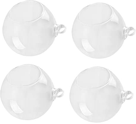 Happyyami Lot De 4 Vases Boule en Verre Borosilicaté 80 Mm Transparents Suspendus pour Terrarium à Plantes Succulentes Décoration Maison Mariage