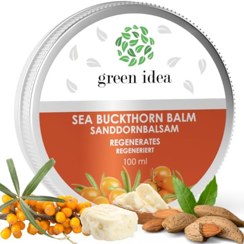 Green idea – SANDDORNBALSAM - Handcreme Naturkosmetik - Körperlotion - Feuchtigkeitscreme - intensiver Schutz für Haut und Nagelbett - Körperbutter - regenerierende und beruhigende Wirkung 100 ml