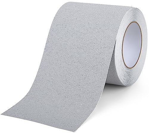 OQingluan Bande Antidérapante Escalier, 10cm*10m, Ruban Adhésif de Sécurité | Autocollants Marches d'Escalier Antidérapantes, Imperméable, Intérieur & Extérieur, Découpable, Gris
