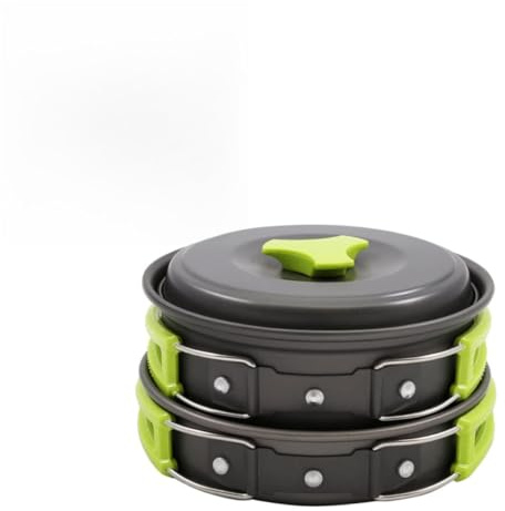 BESPORTBLE Juego de 10 Utensilios de Cocina Diseño Compacto Material de Alumina Dura para Exteriores Ollas, Sartenes y Cuencos para Camping al Aire Libre para 1-2 Personas