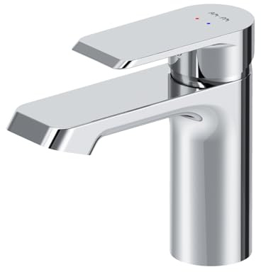 AM.PM Flash - Wasserhahn Bad für Waschbecken, Badarmatur Einhandmischer aus Messing, Waschtischarmatur für Badezimmer, Einhebel-Waschtischmischer Kurzer Auslauf 96 mm, Chrom