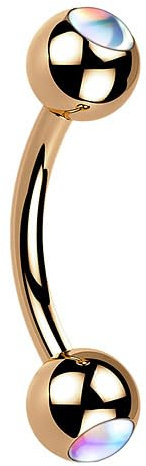 Taffstyle Banane Piercing aus Chirurgenstahl Bananen Stecker mit schillernden Kristall Kugeln Tragus Helix Lippe Ohr Nase Intim Rosegold | Clear