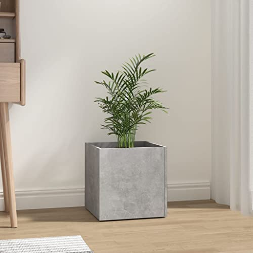 CKioict Jardinière pour balcon, parterre de fleurs, bac à plantes, en matériau dérivé du bois, gris béton, 40 x 40 x 40 cm, pour jardin, balcon et terrasse