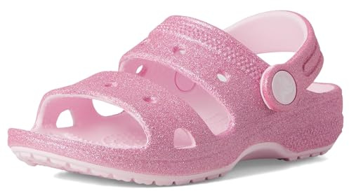 Crocs Unisex barn Classic Glitter T-sandaler, Rosa mjölk, 25/26 EU