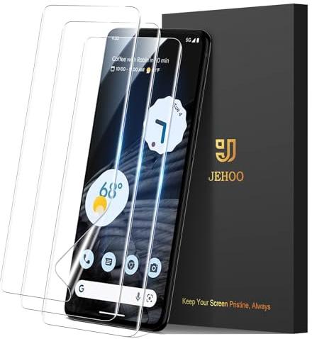 JEHOO 3 Stück für Google Pixel 7 Pro Schutzfolie, Fingerabdruck-ID Unterstützen, HD Klar Blasenfreie Vollständige Abdeckung Weiche TPU Schutzfolie [Nicht-Glas]