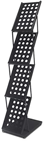 Zeitschriftenhalter Bodenstehender Zeitschriftenständer, 4-stufiger Zeitschriftenständer, Zeitungsständer, Informationsständer, Präsentationsständer, Bürozeitungs-Aufbewahrungsregal, Metall, schwarze