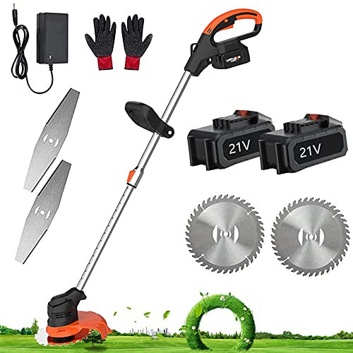 Electric cordless lawnmower for garden and yard cordless lawnmower with 2 large capacity batteries and spare blades easily transforms from lawnmower to edger 1800 Watt brushless motor