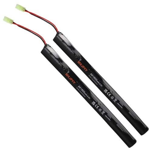 MXJFYY Lot de 2 Batteries Rechargeables Airsoft 9,6 V 1600 mAh, Batterie NiMH 2/3 A pour Pistolets Air Soft Autres séries Pistolets électriques Jouets Fusils Air Soft