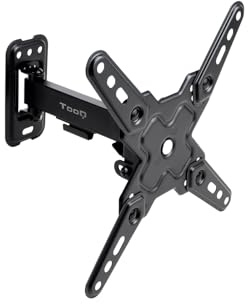 TOOQ LP1343TN-B - Soporte de Pared, Inclinable y Giratorio para Pantallas 13-43, Rotatorio, hasta 20 kg de Peso, Compatible con Pantallas Curvas, Color Negro