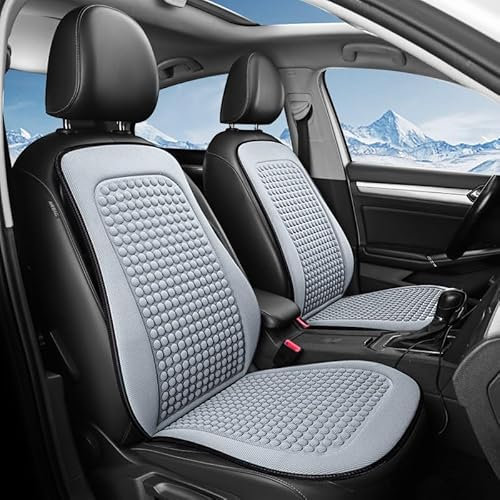 LHZPGC Autositzbezug Kühlkissen für VW Passat B6 2007-2011, Eisseide/atmungsaktive Fahrzeugstuhl-Rückenlehnenschutz-Pad-Matte,D-Grey-2 Set Cushion