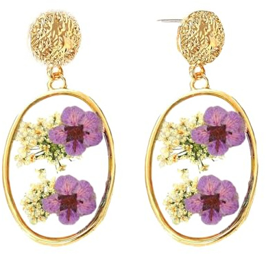KBRPEY Boucles d'Oreilles Fantaisie Motif Pétales Fleurs Créoles Pendantes - Bijoux pour Femmes