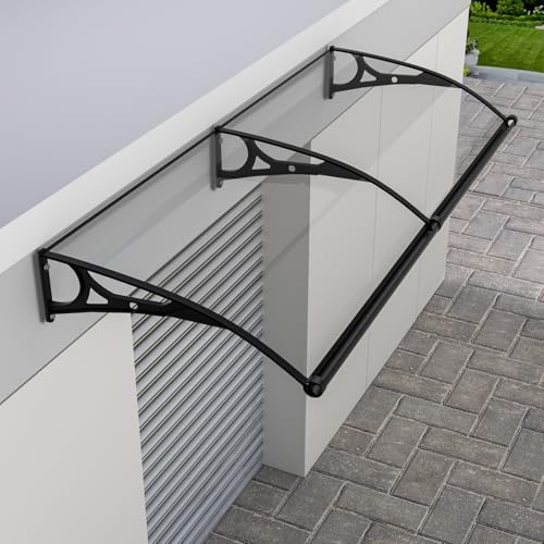 Vordach,vordach für haustür,vordach haustür,überdachung haustür,Halterung aus Aluminiumlegierung mit gebogener Halterung, Regen- und schneesicher,Windabweisend, Verschiedene Größen