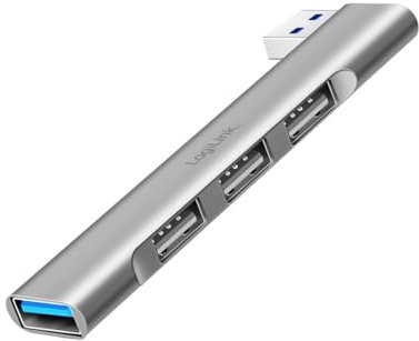 LogiLink UA0436 - Hub USB ultra sottile a 4 porte (connettore USB-A) in alluminio fino a 18 W, porte: 1 USB 3.0 tipo A, 3 USB 2.0 tipo A