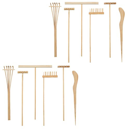 KONTONTY Kit De 2 Outils De Jardinage Zen Sand Mini Râteau 12 Pièces Accessoires pour Bac À Sable Zen