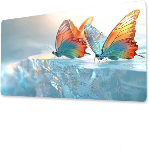 Papillon Mouse Pad Mat, Tapis de Souris Gaming XXL 1600x800x4mm, sous-Main Bureau Gamer, Tapis Table Joueur sans Couture Extra Large, Base antidérapante, Tapis Clavier Preuve l'eauanimal. U-4