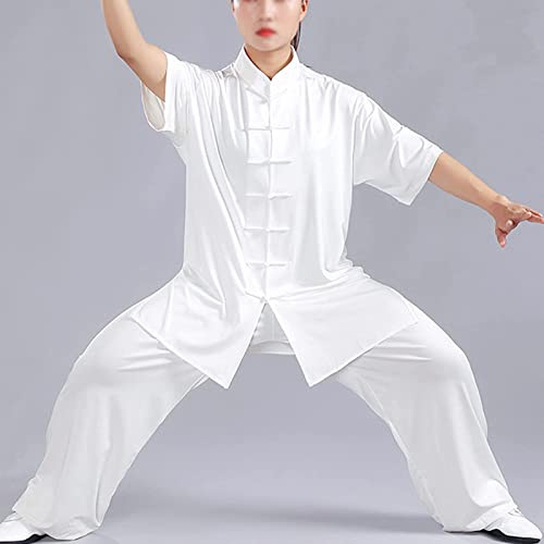 003,M,Traje De Tai Chi Hombre Y Mujer Ropa De Artes Marciales Kung Fu Ligero Traje para Meditación Y Qigong Unisex Manga Corta Verano Ropa De Entrenamiento