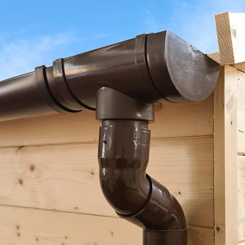 Homeidea Kit Grondaia Universale in PVC per Casette in Legno a Doppia Falda – Completo di Tubi, Curve e Accessori 620cm Singola