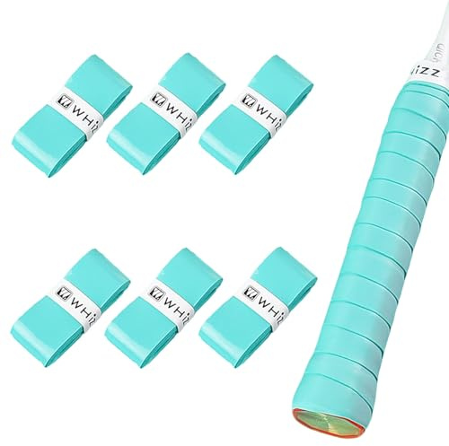 BAIHUALIN Whizz 6 Stück Griffbänder Tennis, Griffband für Badminton, Squash, Pickleball, weicher, Rutschfester Premium-Overgrip mit Abschlussband, Tif Blau