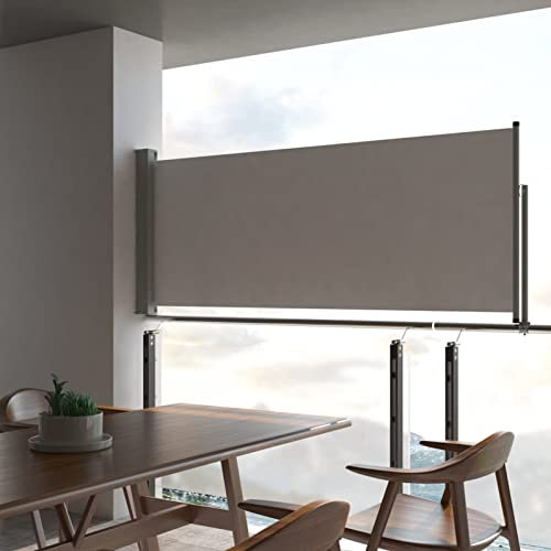 IKAYAA Toldo Lateral Retráctil, Separador de Ambientes Exterior, Tela Toldo Impermeable, Protección Solar, Viento, Privacidad, Toldos Exterior Terraza, Biombo Exterior100 x 300 cm Gris