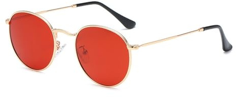 RUNHUIS Kleine Rund polarisierte Sonnenbrille Damen Herren Vintage Klassische Super Leichte Metallrahmen Gläser Retro Mode Brillen für Fahren Angeln