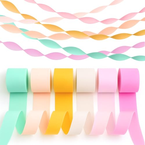 6 rotoli di carta crespa, stelle filanti, decorazioni per matrimoni, feste di Pasqua, baby shower, compleanno, matrimonio, festa in giardino, festa di nozze, festa di nozze, decorazione per la casa