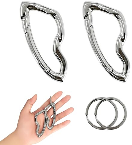 2pcs Cute Carabiner Keychain Cool Y2K Keychains, Key Ring Keychain Clip for Men&Women(Silver)