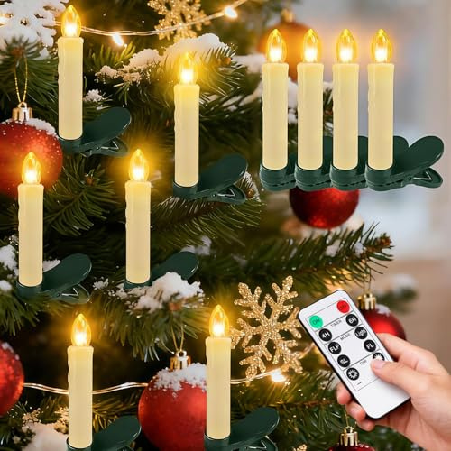 wiipara 10 X Christbaumkerzen, Schwebende LED Stabkerzen, Weihnachtsdeko