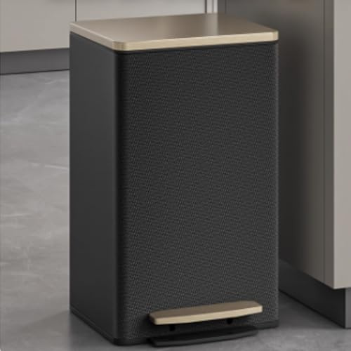 Lusso secchio con coperchio apribile a pedale Pattumiera in acciaio inox ammortizzata con rivestimento esterno in pelle PU Alta capacità Pattumiera Pedale e secchio interno per la casa(Woven Black,12L