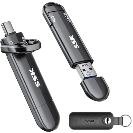 SSK Esterno SSD 256GB fino a 1000 MB/s, USB 3.2 Gen 2 unità a Stato Solido Esterne, Tipo C+USB A SSD Portatile per iPhone 15/PS4/telefoni Android/tablet/Windows/Mac