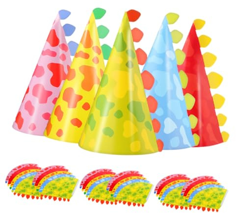 balacoo 40 pezzi Cappellini Compleanno Ragazzo Ragazza Ragazza Tema Animale Cappelli Cono Animato con Colorati e Punte Accessori Facili da Indossare e Regolabili