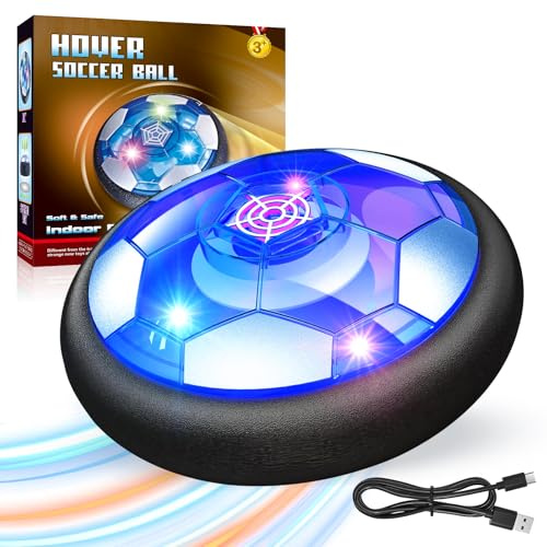 Byuert Hover Soccer Ball for Kids - Rechargeable LED Air Power Football, Indoor/Outdoor Floating Hover Ball Toy, USB Charging Soccer Gifts for Boys & Girls Ages 3-12, Birthday/Holiday Presents