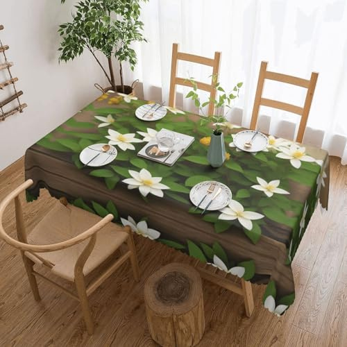 Vuiopuf Clematis Flowers Tablecloth Rectangular 54x72 Inch-Water-Resistant Wrinkle-Free Polyester Table Cover for Dining Parties Weddings Indoor Outdoor Decor