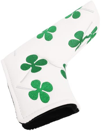 Dilwe Elegant Clover Embroidery Design, Pu Golf Club Head Cover, Fit for L Shape Putters, Premium Durable Pu Material, Superior Protection with Plush Lining, Secure Fastener Tape