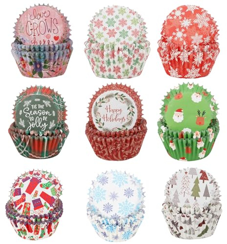 450 Stück Muffinförmchen Papier Weihnachten,Pralinenförmchen Papier,Mini Muffins Papierförmchen,Cupcake Förmchen | Aus Fettdichtem In Lebensmittelqualität