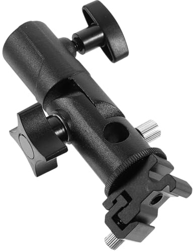 FIXOSHEE Support de Flash Pivotant Professionnel Métal E Type avec Joint pour Parapluie Photo Compatible Trépied et Montage pour Lampe LED et Stroboscope