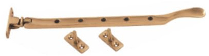 Brass Casement Stay – Traditional Window Stay Arm – Solid Brass Construction – Polished or Antique Finish – Hardware Fittings Included (Brass Plated, 250mm)