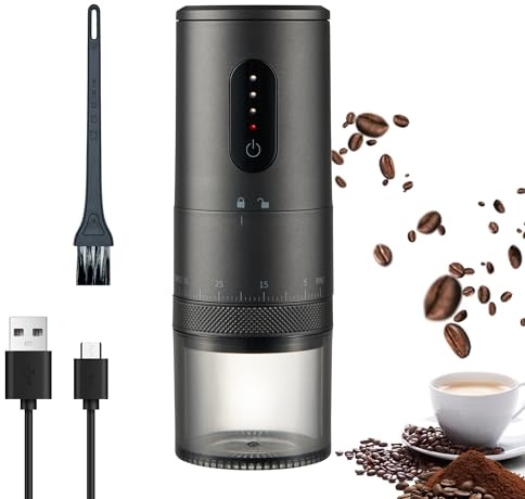 Kybelehoo Kaffeemühle Elektrisch Kegelmahlwerk, 38 außen einstellbar | 2-mal schnelleres Mahlwerk, Typ-C Ladeung 2000mAh Akku mit Ladeanzeige, Lade- und Mahlvorgang gleichzeitig möglich