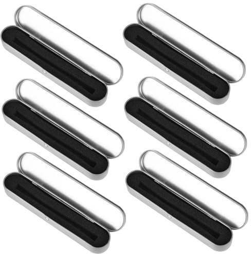 Baluue 6pcs Metal Pencil Cases for School and Office, Sturdy Tinplate Pen Boxes with Sponge Lining, Organizing Pens and Protecting Stationery for Teenagers and Teachers