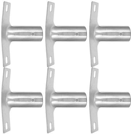 WEKAMOS 6pcs Broom Handle Connector Set, Threaded Floor Brush Mount Adapter, Heavy Duty Iron Broom Head Attachment Compatible 2.5cm Rods for Indoor and Outdoor Cleaning